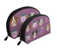 Chien Aussie Chien de Berger Australien Floral, Trousse de Maquillage Coquille Femme Petit Porte-Monnaie Trousse de Toilette Trousse à cosmétiques 2 pièces
