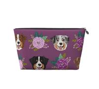 Chien Aussie Chien de Berger Australien Floral, Trousse de Toilette Trousse de Maquillage Sac à cosmétiques Trousse de Toilette de Voyage Portable