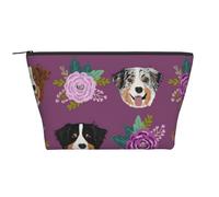 Chien Aussie Chien de Berger Australien Floral, Trousse de Toilette Trousse de Maquillage Sac à cosmétiques Trousse de Toilette de Voyage Portable