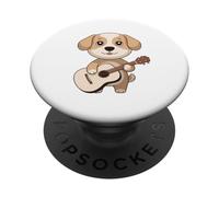 Chien avec Guitare Illustration Musicale PopSockets PopGrip Adhésif