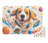 Chien Balle Frisbee Puzzle, 1000 Pièces Jeu Intérieur Adulte | 70x50cm Carton Exercice Mental, Assemblage Précis, Cadeau Ami, Décoration Salon