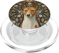 Chien Basenji Rouge Blanc Style William Morris PopSockets PopGrip pour MagSafe