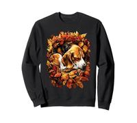 Chien Beagle endormi avec Feuilles d'automne Forêt Automne Esthétique Sweatshirt