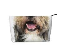 Chien Bearded Collie au Nez Rigolo,Trousse de Toilette en Velours côtelé, Trousse de Maquillage Portable pour Les Voyages