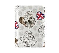 Chien Bébé Animal Anglais Détenteur d'un Passeport Titulaire Etui en Cuir Véritable Couverture de Passeport pour Voyage Hommes Femmes