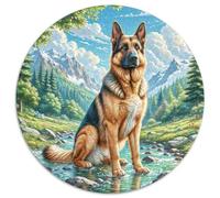 Chien Berger Allemand Circulaire Puzzle Convient pour Adultes Et Enfants 1000 Pièces Fun Défiant Jeu Éducatif Décoration Maison Unique (67.5x67.5cm)