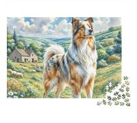 Chien Berger anatolien 1000 Pièces Puzzle Unique Belle Décoration Familiale Collie dans Le Champ Puzzle Jouets De Difficiles pour Adultes 38x26cm/1000pcs