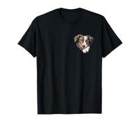 Chien Berger Australien Maman Papa Nouveau Chiot regardant T-Shirt