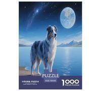 Chien Berger Blue Bay 1000 Piece Puzzle Games for Adults Challenging & Brainteasing Jigsaw Puzzle Chien de Compagnie Home Decors for The Whole Family 70x50cm/1000pcs