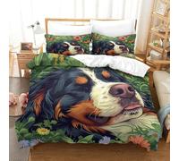 Chien Bernese Mountain Dog Housse Couette,Pastoral Chien mignon Motif 3D Imprimé Parure De Lit, Doux Ensemble Literie Avec Fermeture Éclair 3 Pièces Pour Adolescents Enfants Super King(260x220cm)