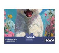 Chien Blanc Puzzle 1000 Pièces Puzzle pour Adultes Puzzle 1000 Pièces Papier Scène de Fleurs Relaxation Concentration Décoration Cadeau 38x26cm/1000pcs 38x26cm/1000pcs