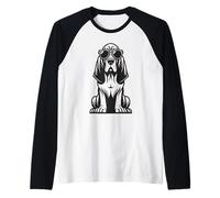 Chien Bloodhound drôle avec Lunettes de Soleil Manche Raglan