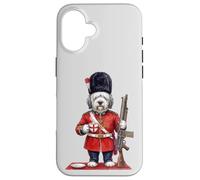 Chien Bobtail Mignon et drôle Londres King's Guard Drapeau Angleterre Coque pour iPhone 16