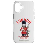 Chien Bobtail Mignon et drôle Londres King's Guard Drapeau Angleterre Coque pour iPhone 16