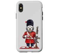 Chien Bobtail Mignon et drôle Londres King's Guard Drapeau Angleterre Coque pour iPhone X/XS