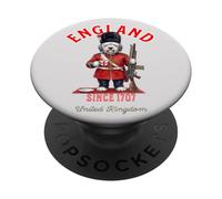 Chien Bobtail Mignon et drôle Londres King's Guard Drapeau Angleterre PopSockets PopGrip Adhésif