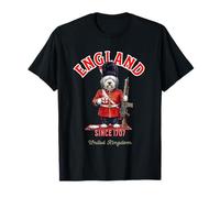 Chien Bobtail Mignon et drôle Londres King's Guard Drapeau Angleterre T-Shirt