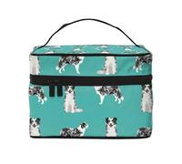 Chien Border Collie Bleu Merle, Trousse de Maquillage Trousse à cosmétiques Trousse de Toilette de Voyage Portable Trousse à Crayons