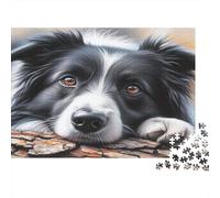 Chien Border Collie Puzzle 1000 Pièces Papier recyclé pour Adultes Puzzle pour Adultes Jeu Difficile et Stimulant Activité Amusante pour la Maison Excellente idée Cadeau 38x26cm/1000pcs