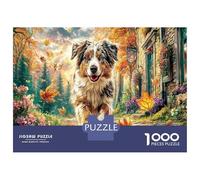 Chien Border Collie Rue Puzzle 1000 Pièces Cadeau Retraite, Loisir Calmant Et Stimulant, Cadeau pour Grand-Père/Grand-Mère 38x26cm/1000pcs