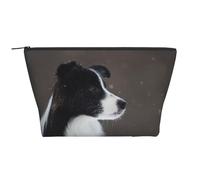 Chien Border Collie Taché De Neige, Trousse de Toilette Trousse de Maquillage Sac à cosmétiques Trousse de Toilette de Voyage Portable