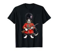 Chien Border Collie Thé London Garde du Roi Angleterre Drapeau T-Shirt