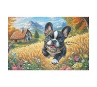 Chien Boston Terrier 1000 Pieces Casse-tête Créatif en Carton Épais Difficulté Moyenne Activité Manuelle Loisir Créatif Cadeau Créatif Événement Festif Premium 1000 PCS