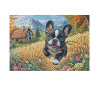 Chien Boston Terrier 300 Pieces Casse-tête Adolescent en Carton Rigide Difficulté Moyenne Activité Éducative Cadeau Fête des Mères Haute Qualité Premium 300 PCS
