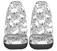 Chien Bouledogue Français Chiot Visage Chien Housses pour Siège Lot De 2 Protecteurs De Sièges Antidérapant Respirant Housses De Siège De Voiture pour Camionnette Monospaces Accessoire Interieur