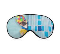 Chien bouledogue français dans une baignoire masque de sommeil derrière le rideau de douche avec les yeux bandés pour dormir couvre-masque élastique occultant pour les yeux pour une nuit complète de