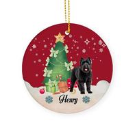 Chien Bouvier des Flandres Noir Céramique Ornements De Noël, avec Ficelle Pendentif pour Décorations 7.3Cm Ornement Noel