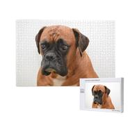Chien Boxer au Visage Triste,Puzzle Familial en Bois de 1 000 pièces pour Adultes et Adolescents, décoration d'intérieur