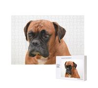 Chien Boxer au Visage Triste,Puzzle Familial en Bois de 300 pièces pour Adultes et Adolescents, décoration d'intérieur
