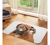 Chien Boxer au Visage Triste,Tapis d'alimentation pour Animaux de Compagnie, Sets de Table en Cuir PU pour Chats et Chiens,40x60cm