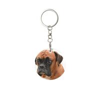 Chien Boxer avec visage triste, Porte-clés rond en métal, Porte-clés en métal Porte-clés Porte-anneau Organisateur 1 pièce