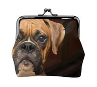 Chien Boxer,Porte-Monnaie en Cuir PU, Petit Portefeuille, Pochette à Monnaie avec Fermoir Baiser