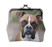 Chien Boxer,Porte-Monnaie en Cuir PU, Petit Portefeuille, Pochette à Monnaie avec Fermoir Baiser