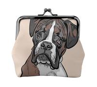 Chien Boxer,Porte-Monnaie en Cuir PU, Petit Portefeuille, Pochette à Monnaie avec Fermoir Baiser