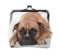 Chien Boxer,Porte-Monnaie en Cuir PU, Petit Portefeuille, Pochette à Monnaie avec Fermoir Baiser