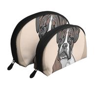 Chien Boxer, Trousse de Maquillage Coquille Femme Petit Porte-Monnaie Trousse de Toilette Trousse à cosmétiques 2 pièces