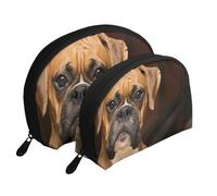 Chien Boxer, Trousse de Maquillage Coquille Femme Petit Porte-Monnaie Trousse de Toilette Trousse à cosmétiques 2 pièces