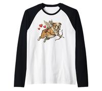 Chien Bulldog Cupidon Amusant pour la Saint-Valentin Cœurs Amour Tir à l'arc Manche Raglan