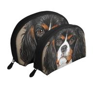 Chien Cadeau Cavalier King Charles Spaniel, Trousse de Maquillage Coquille Femme Petit Porte-Monnaie Trousse de Toilette Trousse à cosmétiques 2 pièces