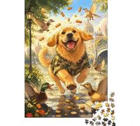 Chien Canards Pont 1000 Pièces Mini Puzzle pour Adultes | 70x50cm Carton Décor Maison Coupe Précise Cadeau Anniversaire Détente