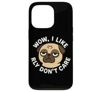 Chien Carlin Amusant avec Inscription « Wow, I Like Really Don't Care » Coque pour iPhone 13 Pro