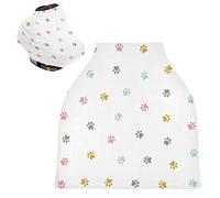 Chien Carlin Art Empreinte De Pied Housse de Canopée pour Poussette,Siège de Voiture pour Bébé Dais Siège Auto Couverture D'Allaitement Pare-Soleil Respirant Extensible pour Bébé