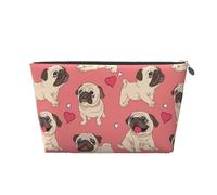 Chien Carlin Coeur Saint Valentin, Trousse de Toilette Trousse de Maquillage Sac à cosmétiques Trousse de Toilette de Voyage Portable