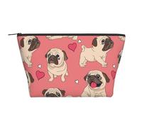 Chien Carlin Coeur Saint Valentin, Trousse de Toilette Trousse de Maquillage Sac à cosmétiques Trousse de Toilette de Voyage Portable