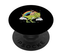 Chien Carlin Dinosaure Tyrannosaure T-Rex Arc-en-Ciel Nuage PopSockets PopGrip Adhésif