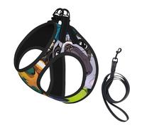 Chien Carlin drôle de Dessin animé,Harnais pour Animaux de Compagnie, Harnais réfléchissant réglable pour Chien,S